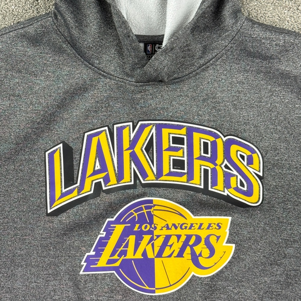 Los Angeles Lakers Hoodie Mens L Gray Ultra Game NBA Pullover Basketball